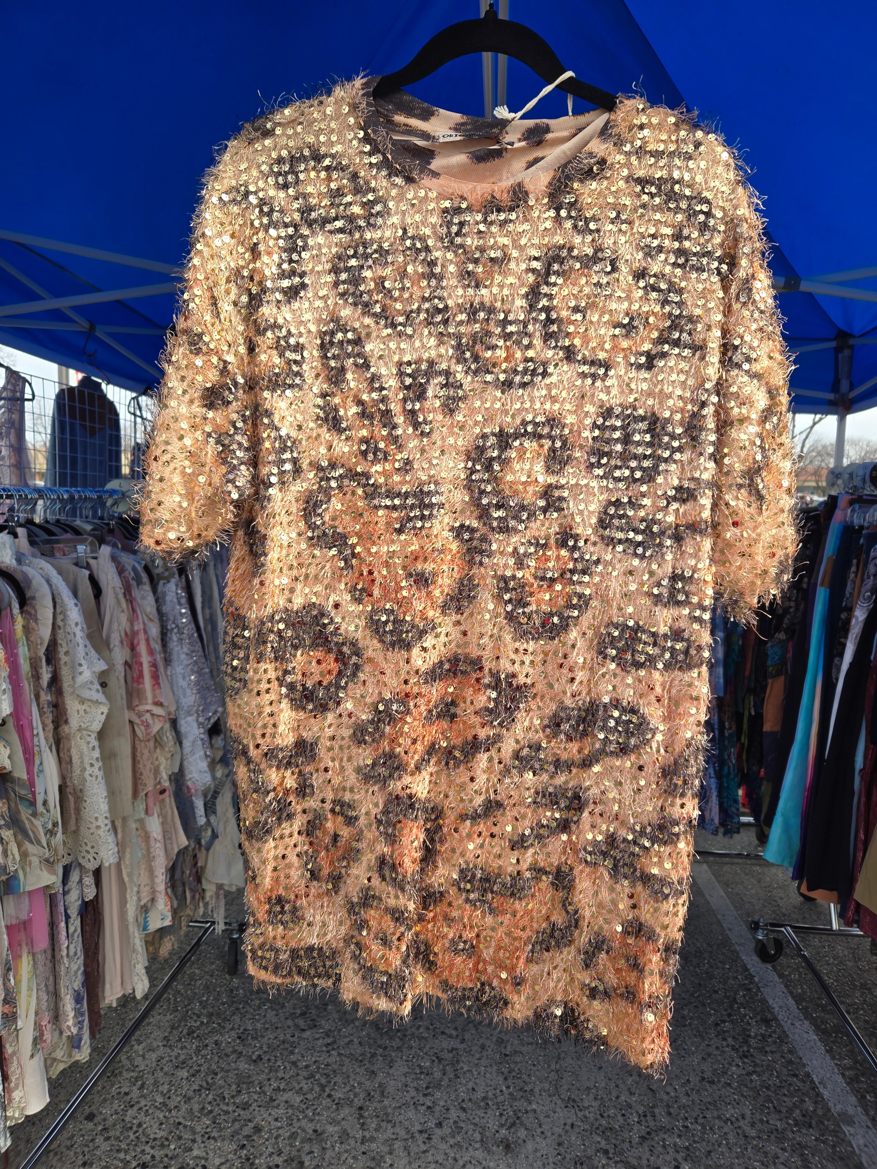 Origami Fuzzy Leopard Blouse Size Small