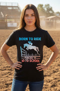 Western Black Born to Ride Forced to go to School. Size Medium