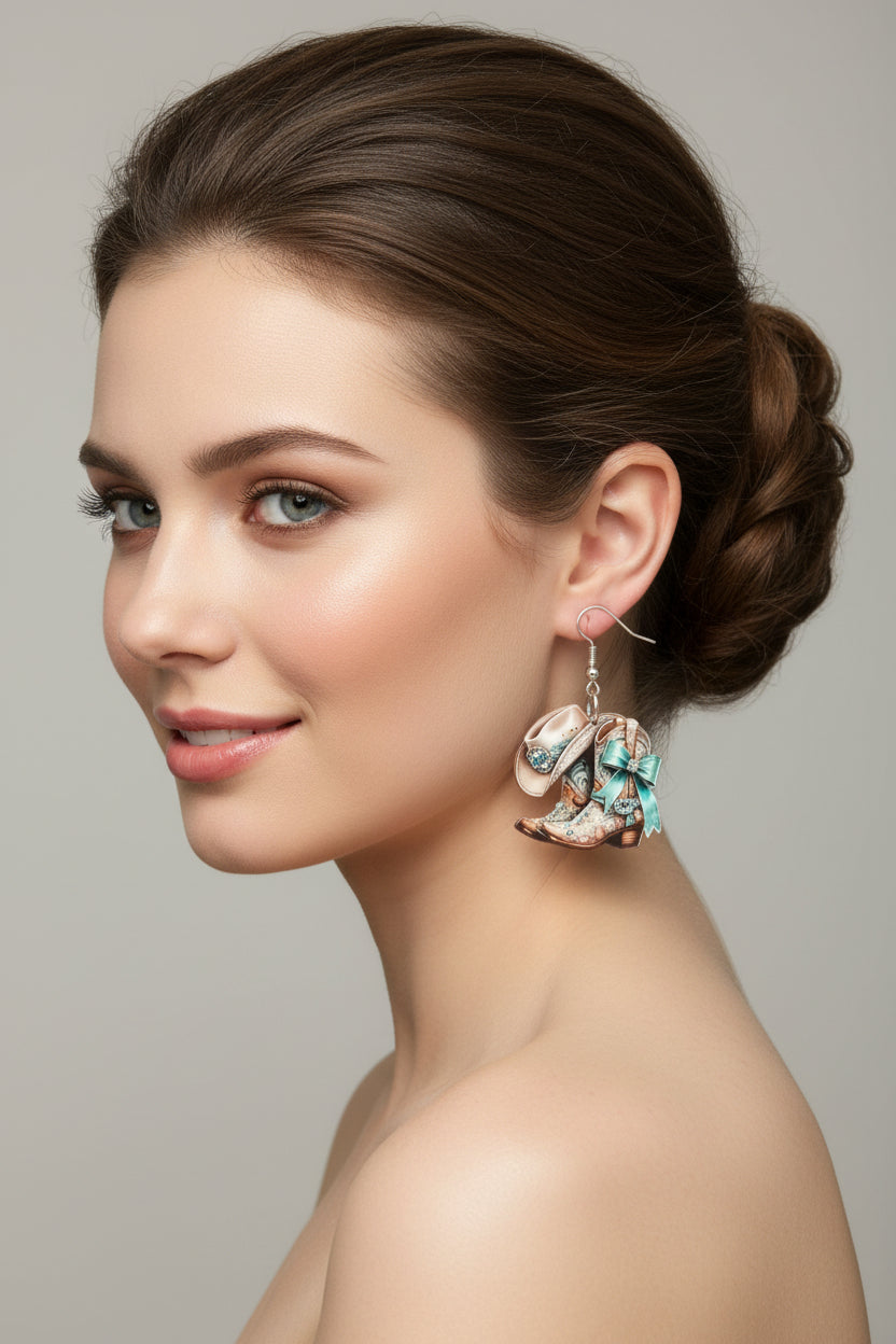 Turquoise Boots & Cowboy Hat Earrings