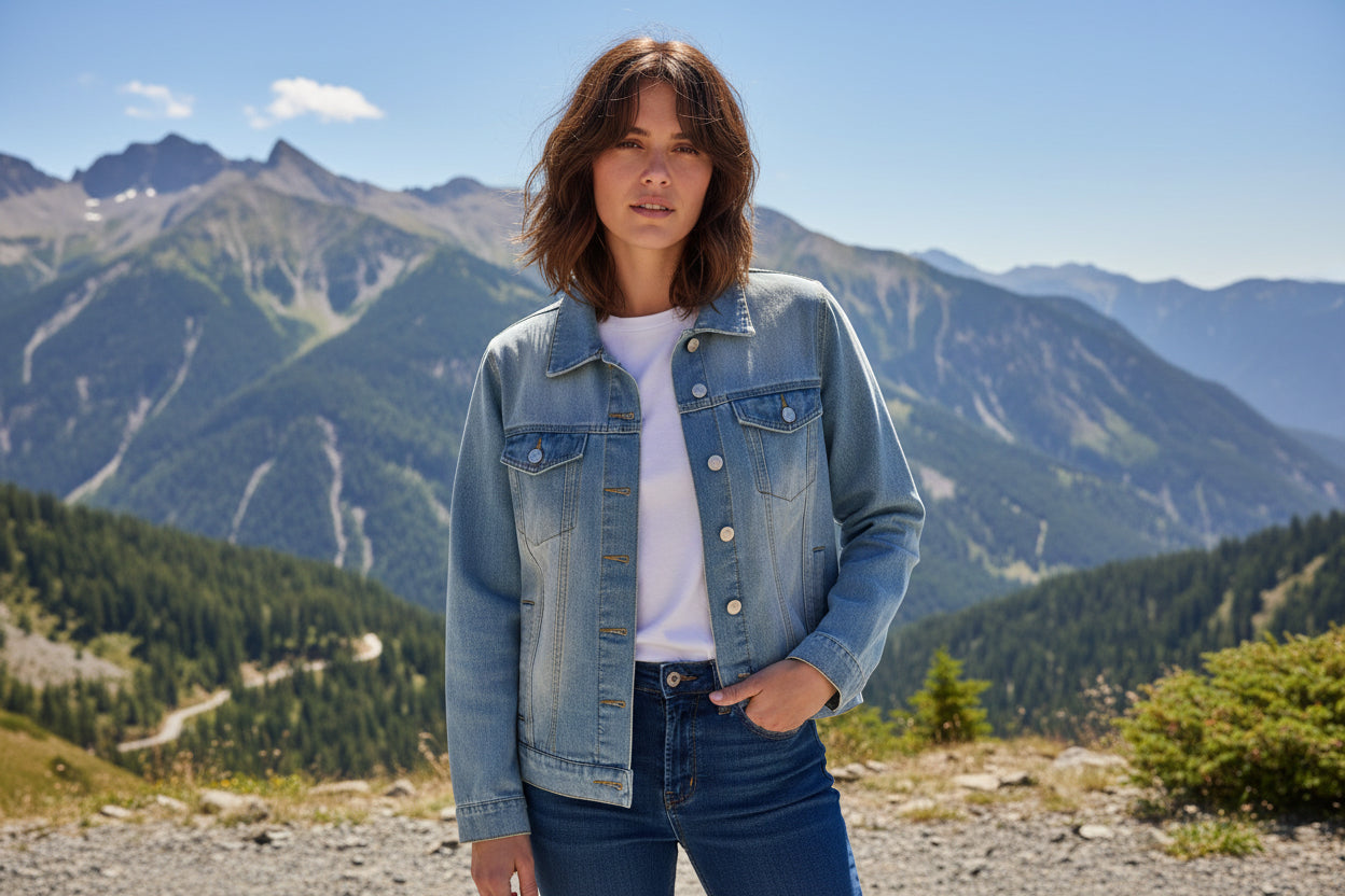 Denim Button Up Jacket with Pockets
