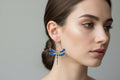Dangling Dragonflies Earrings with Blue Stones