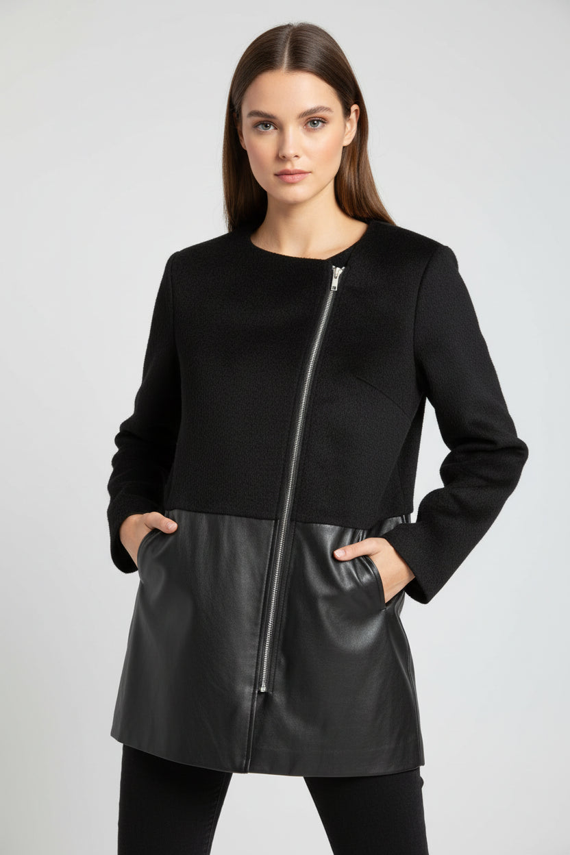 Goddiva Long Black Coat with Pockets
