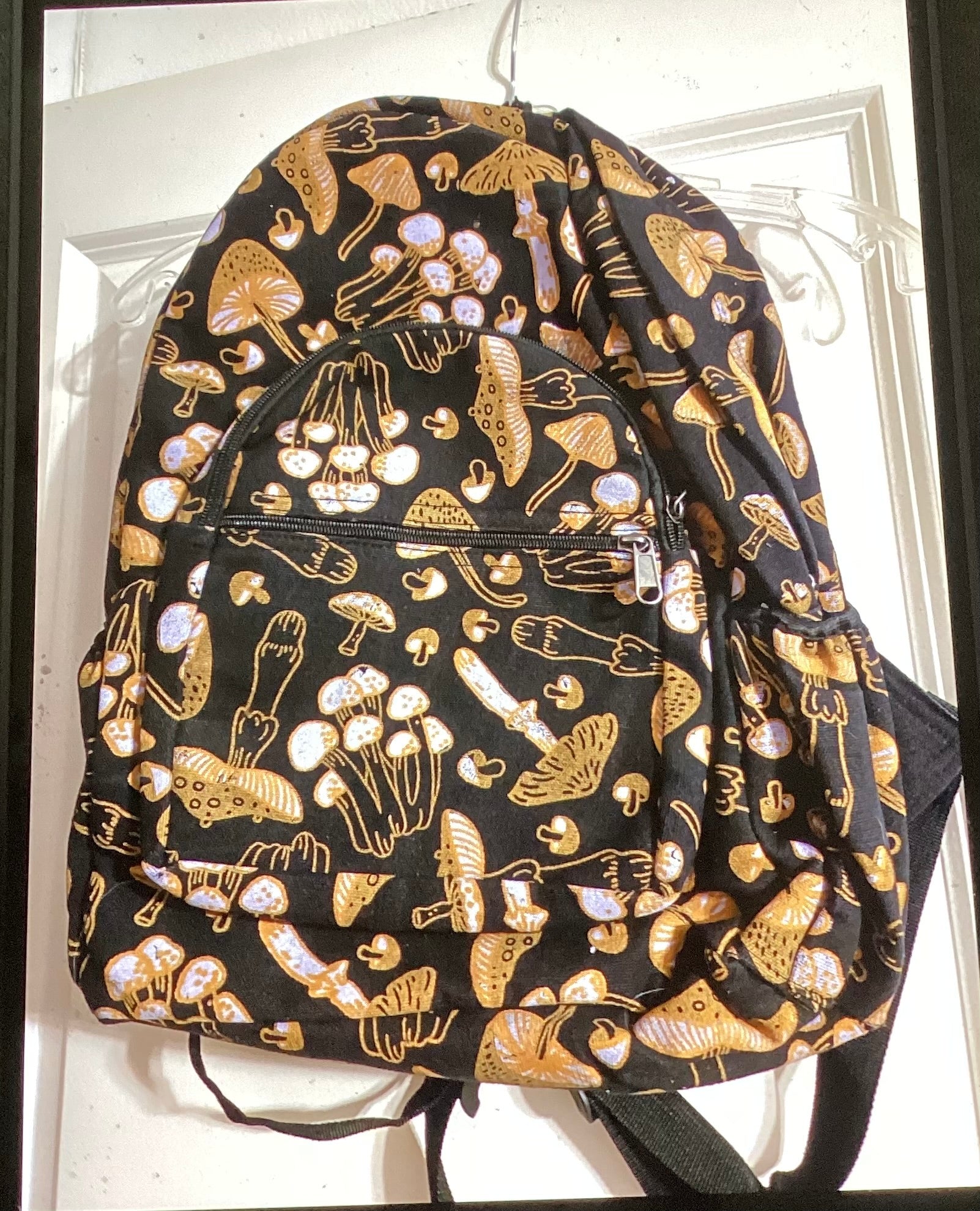 Yak&yeti large mushroom backpack dark brown with light brown mushrooms