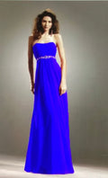 Blue strapless formal with bling waist. Size 12