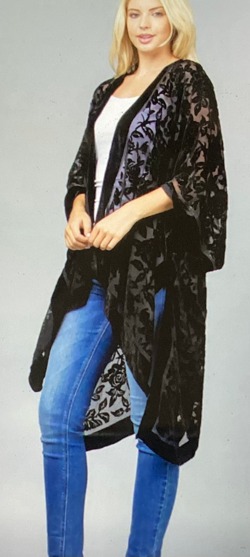 La soul black velvet hi-lo cardigan