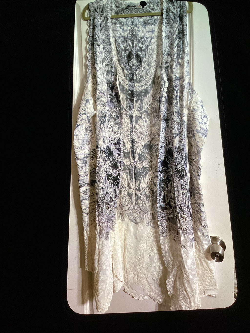Origami Floral Long Lace Vest Cardigan. Size 2X