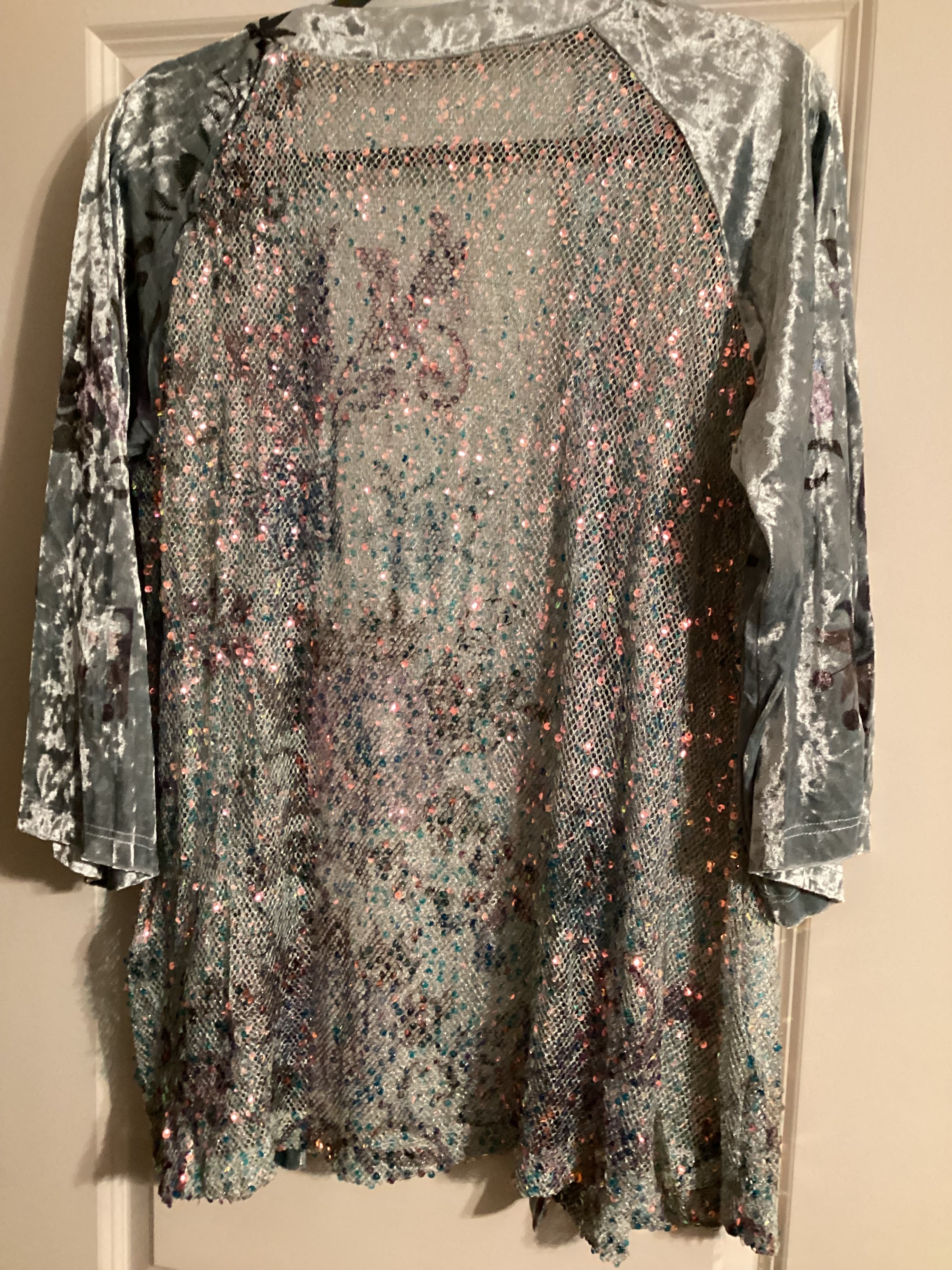 Origami multicolored velvet cardigan