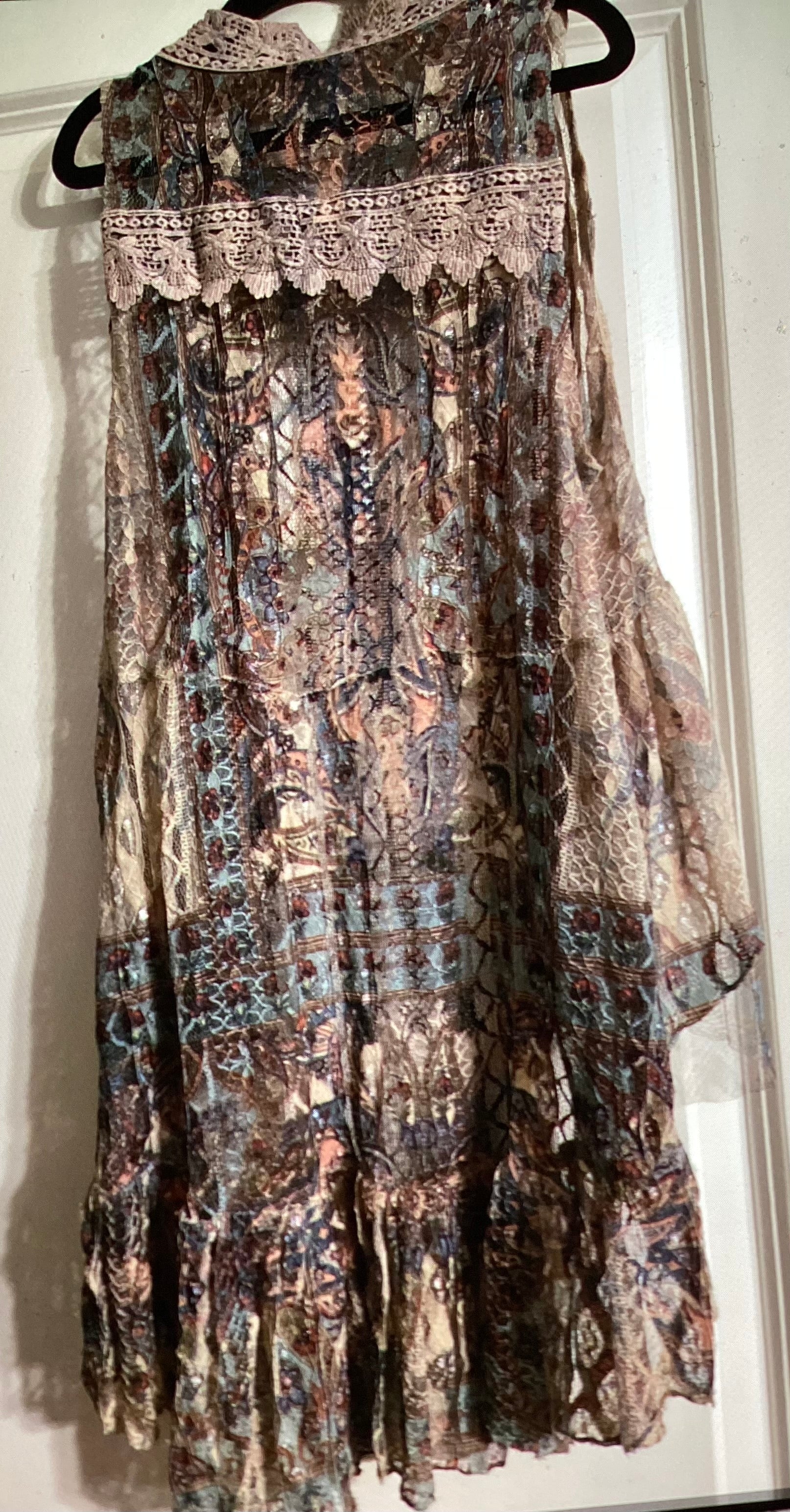 Origami hi-lo multicolored vest cardigan size large