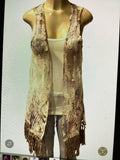 Origami lace vest multicolored with fringe