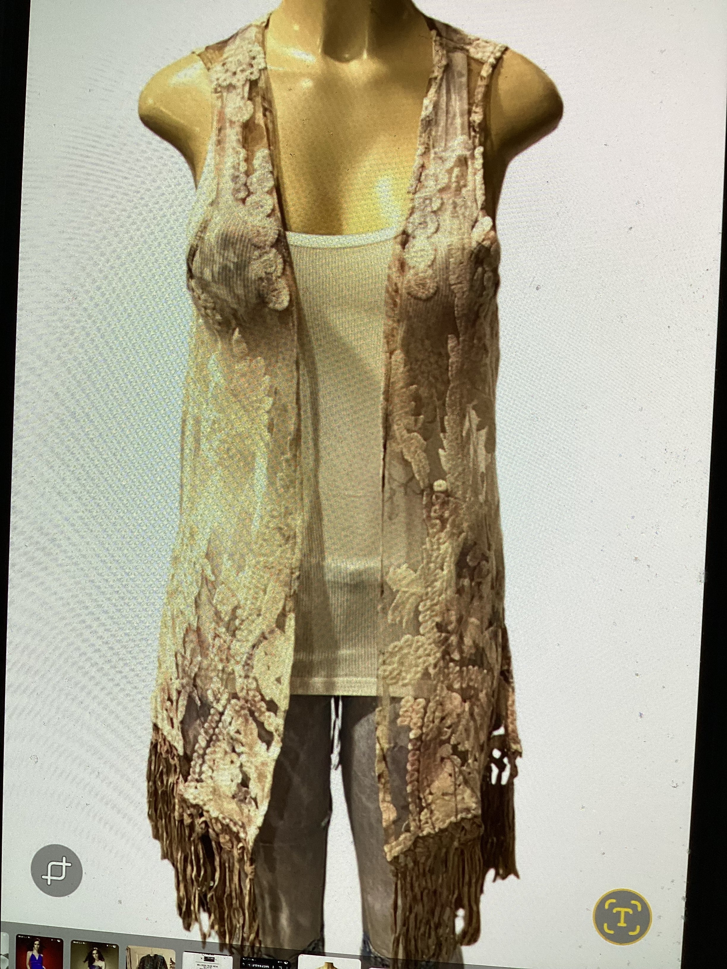 Origami lace vest multicolored with fringe