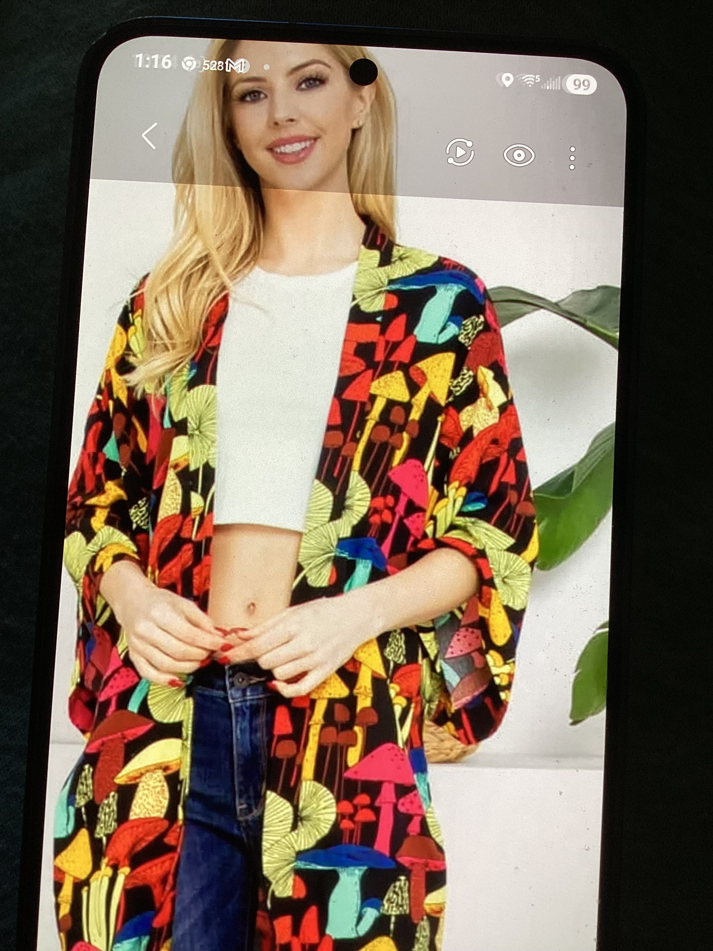 La soul multicolored mushroom kimono one size