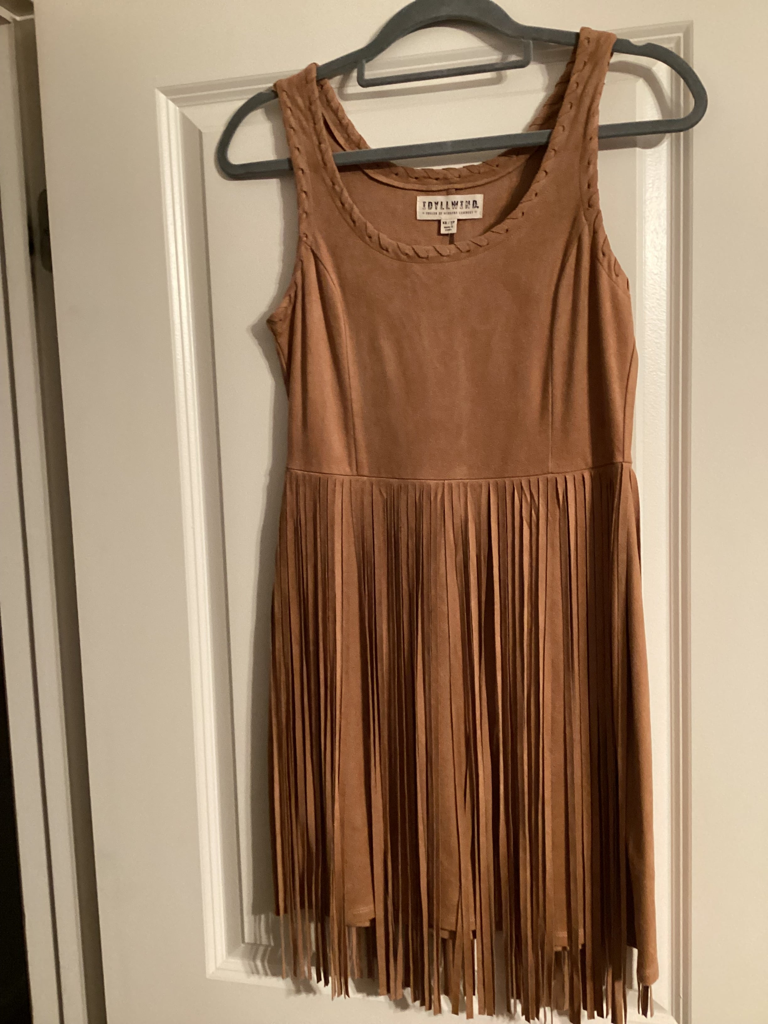 Boot barn soft brown Suede dress with fringe size xs