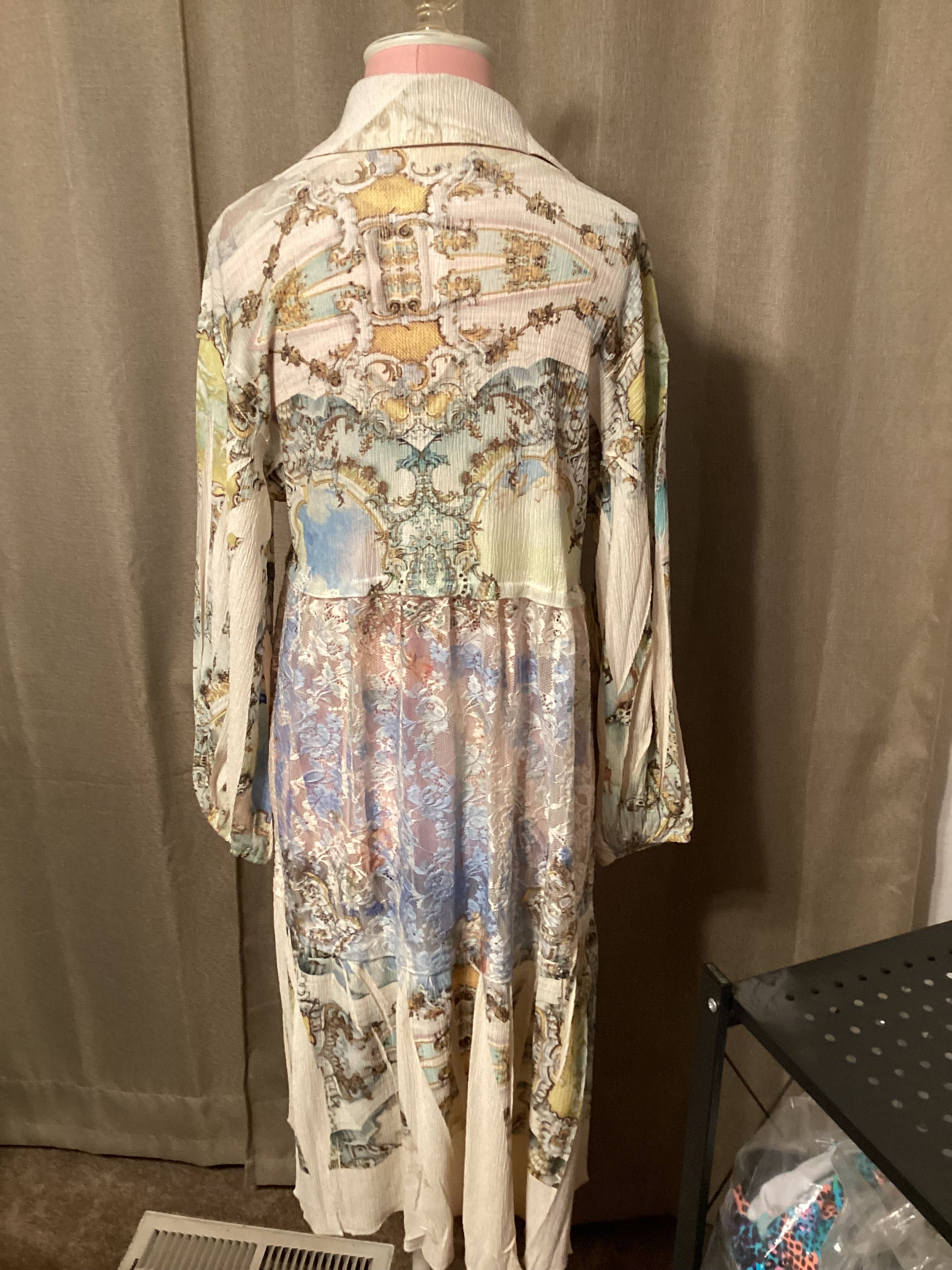 Origami multicolored collared dress size small 21 inches armpit to armpit