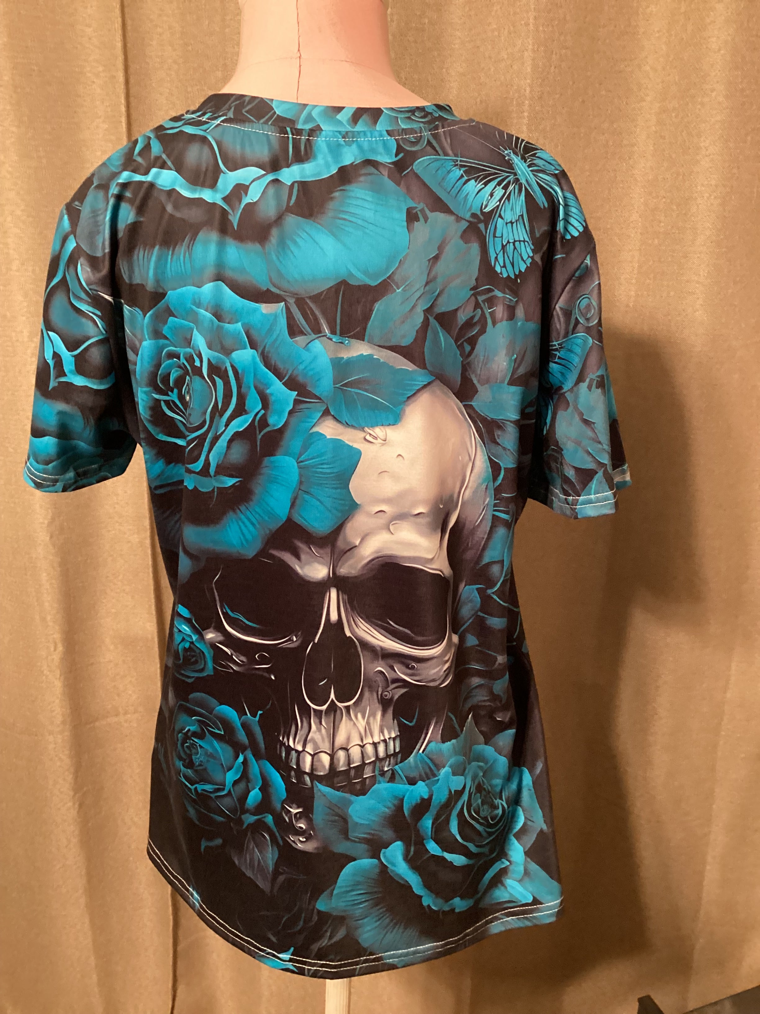 Gothic skull blouse short sleeves size large