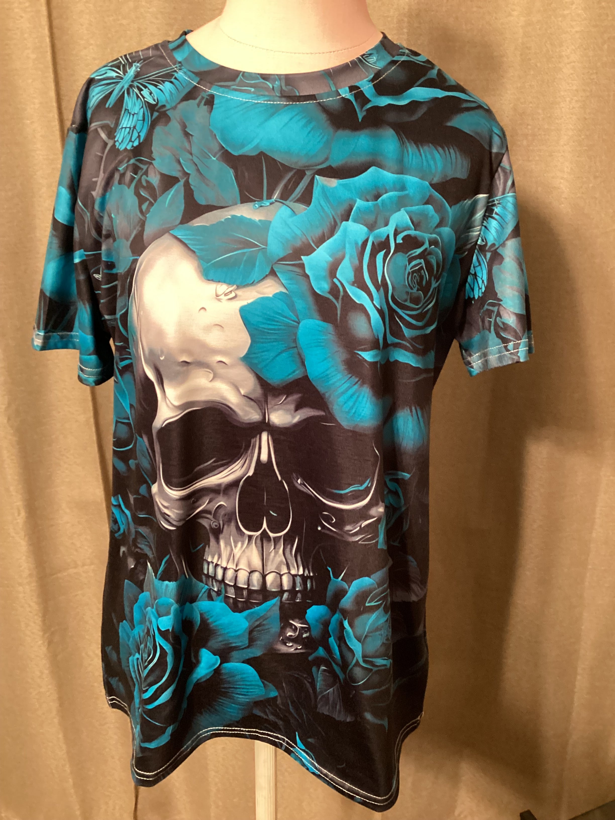 Gothic skull blouse short sleeves size large