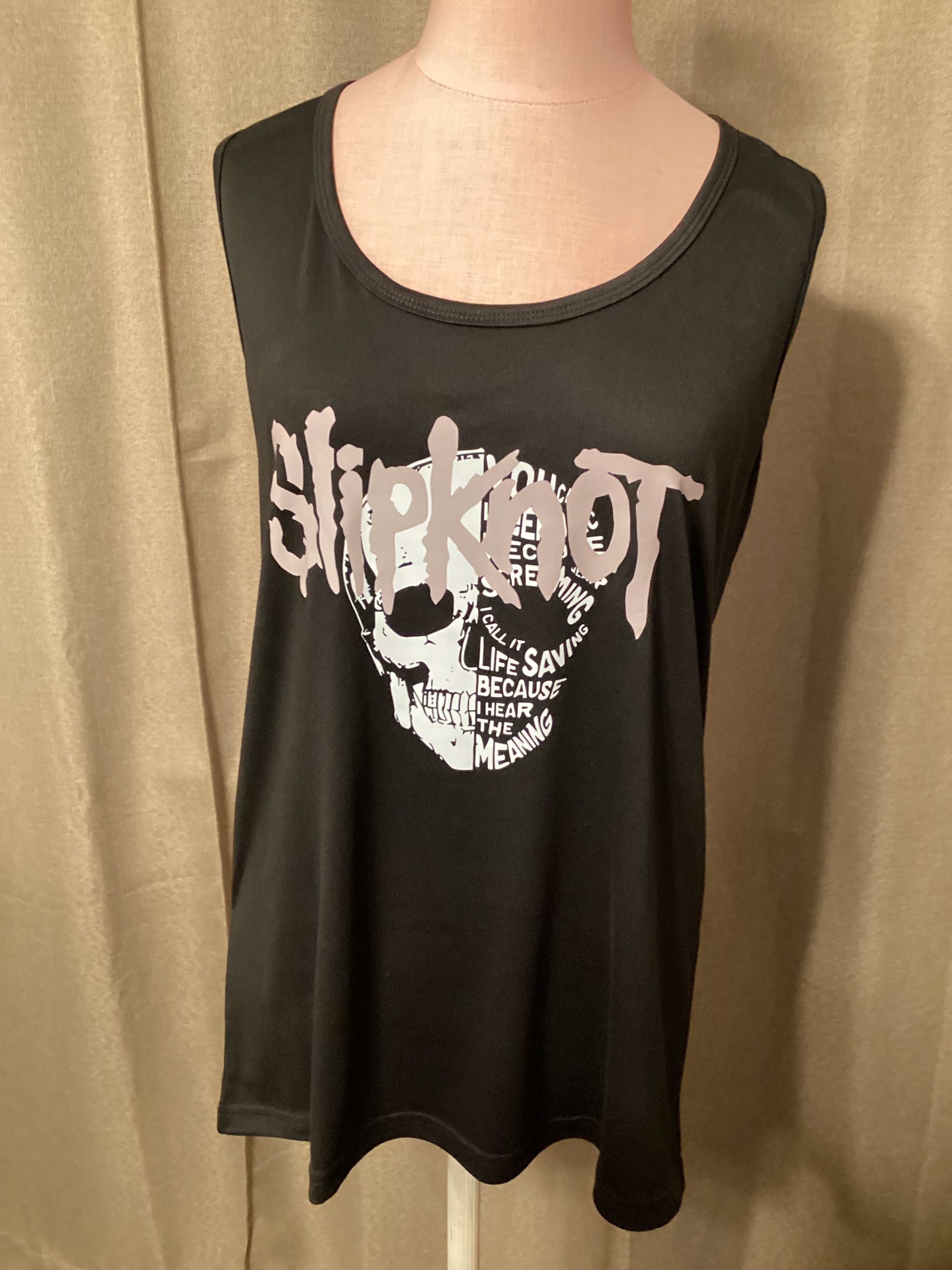 Men’s gothic black & white slip knot tank top. Size xl