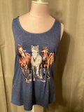 Western grey horse tank top size medium