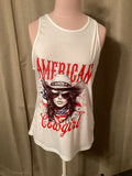 Western American girl white tank top size medium