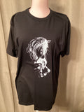 Western white horse black t shirt size medium