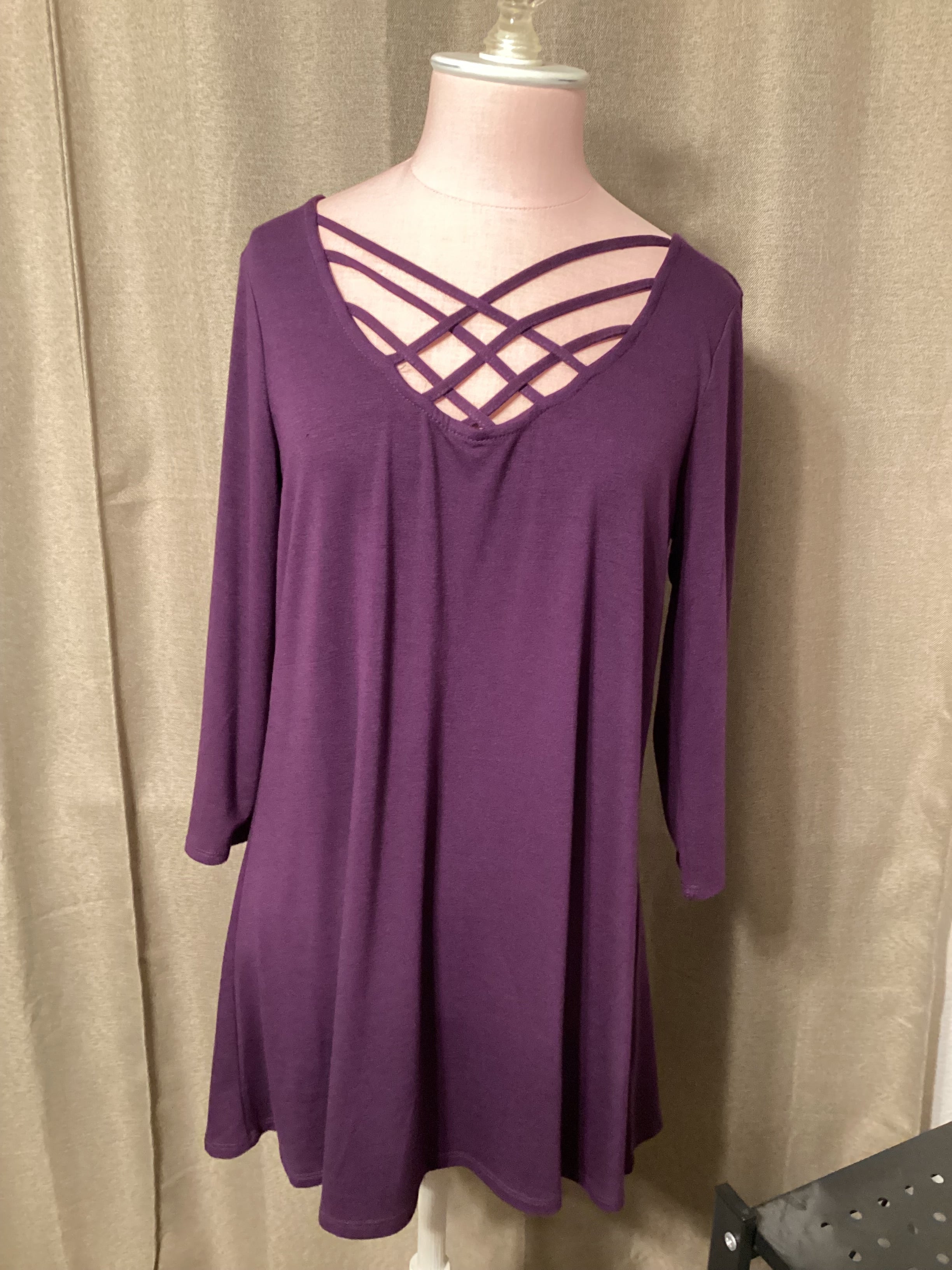 Women’s long sleeve blouse with criss cross front size medium