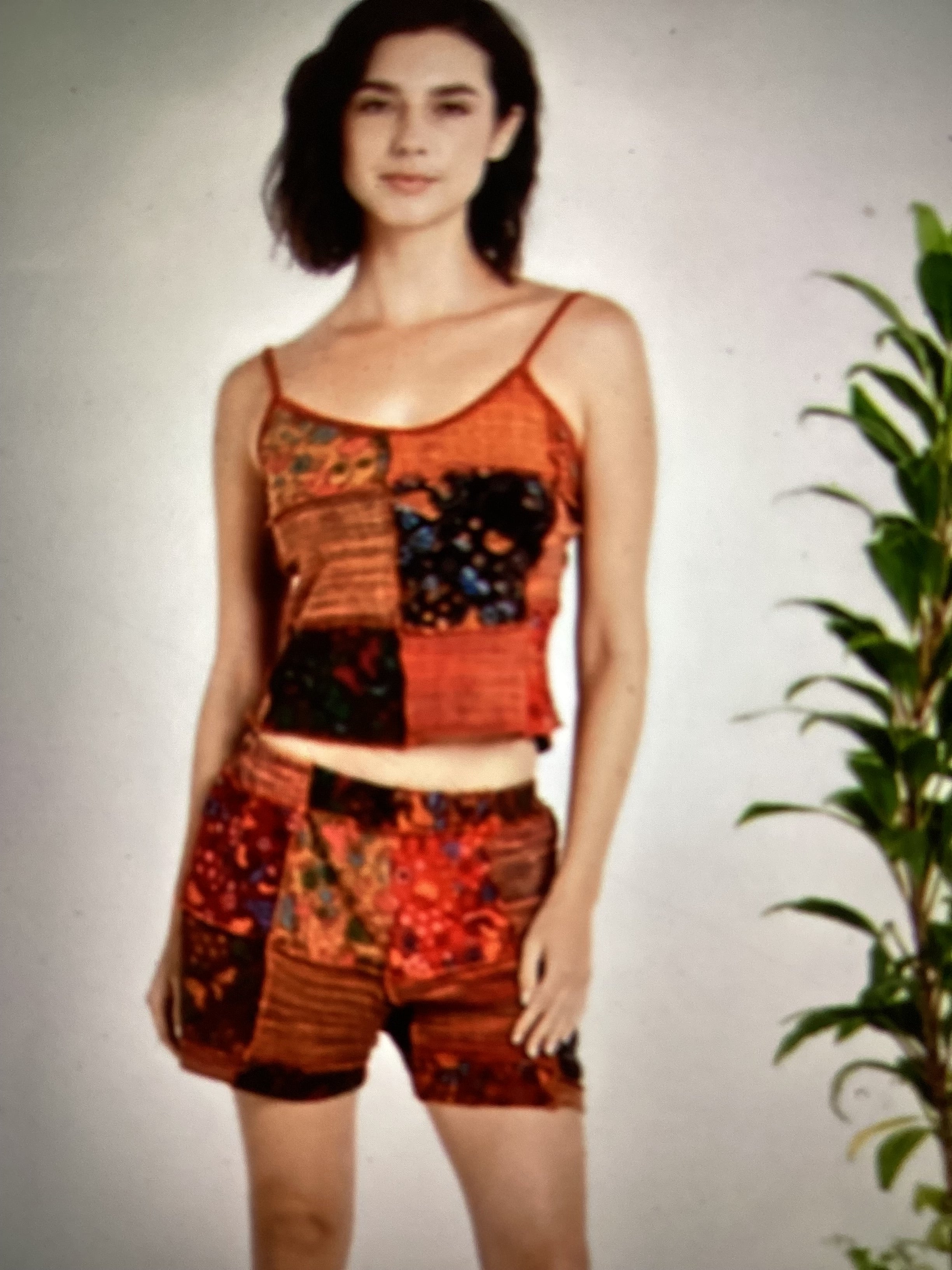 Kathmandu mushroom patchwork shorts