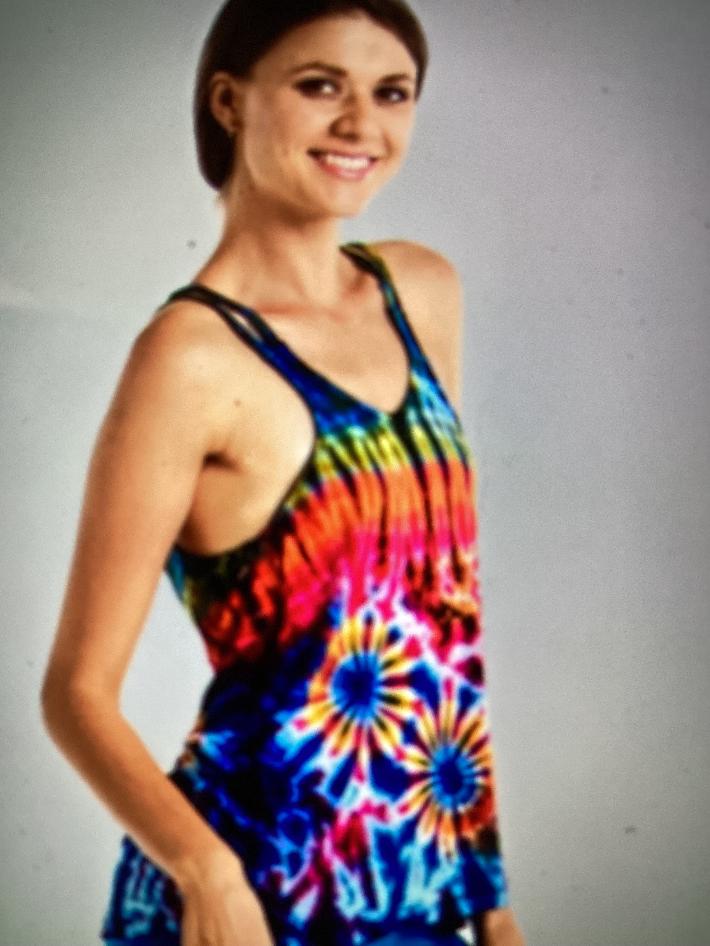 Kathmandu multicolored spaghetti strap top with criss cross back. One size