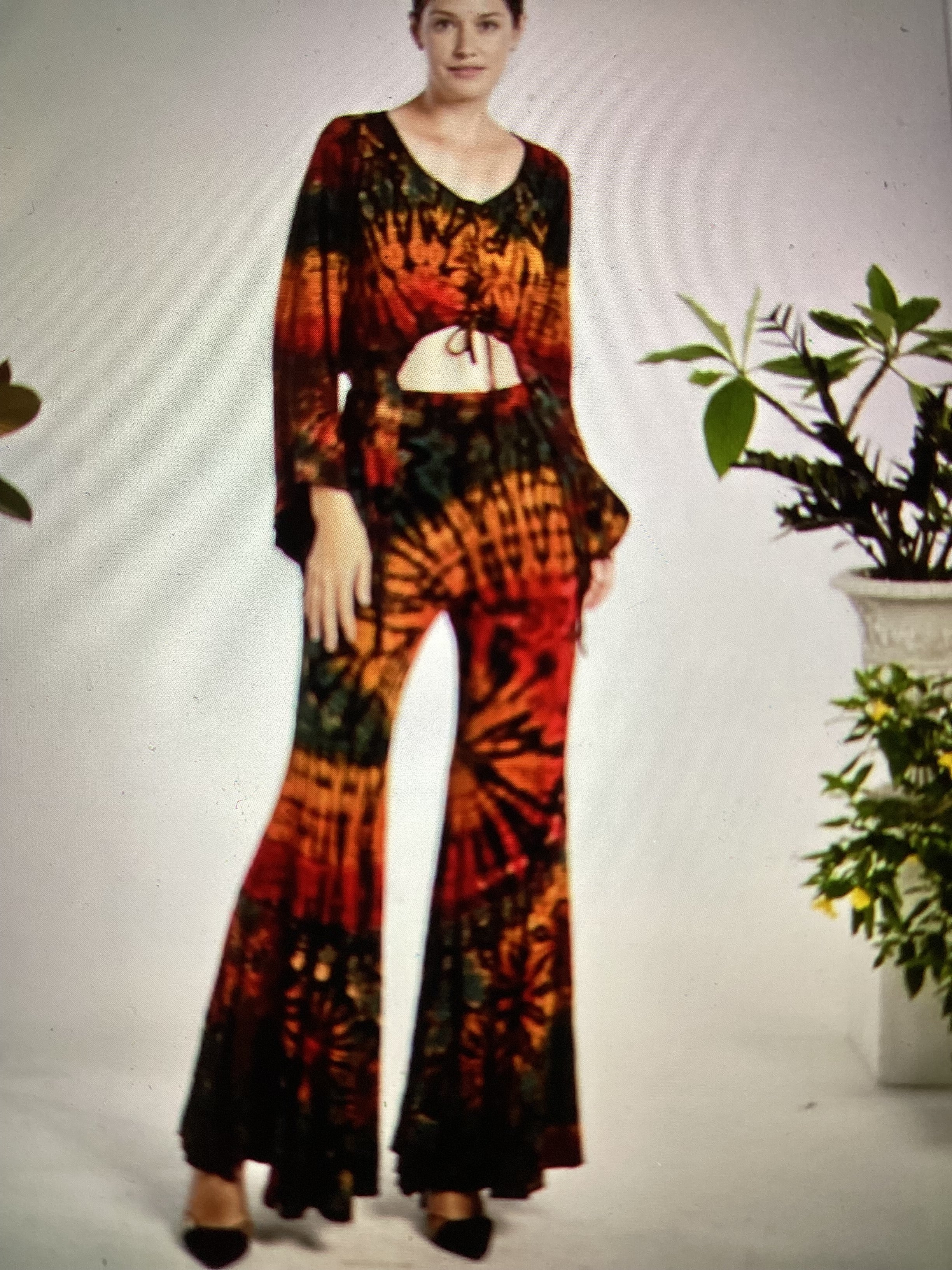 Kathmandu tie dye extra wide leg bell bottom pants