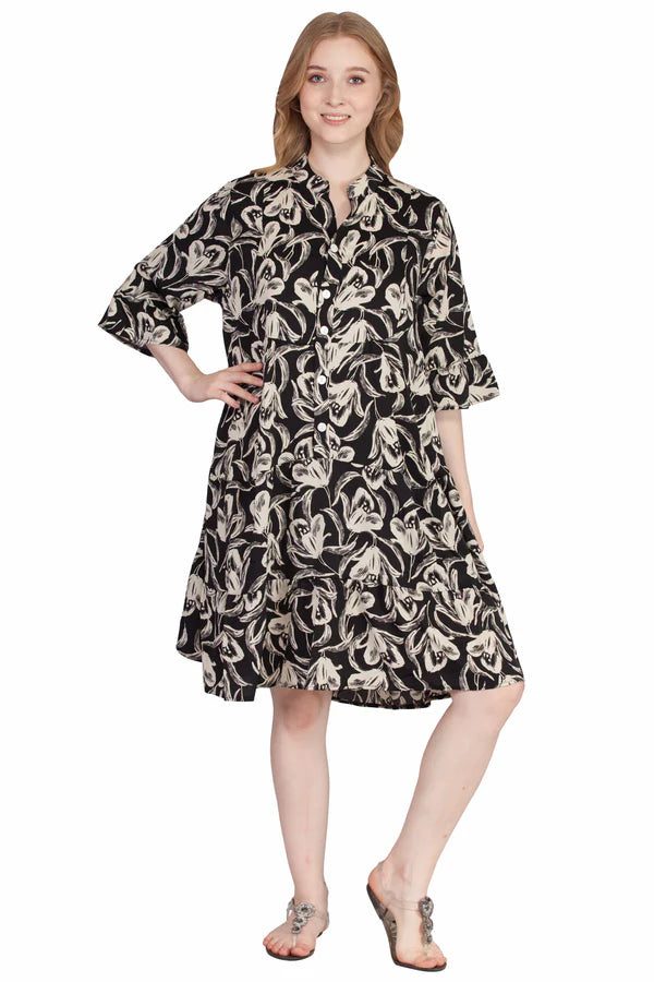 3/4 sleeves umbrella dress. Plus size