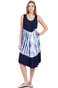 Sleeveless blue tie dye umbrella dress. One size