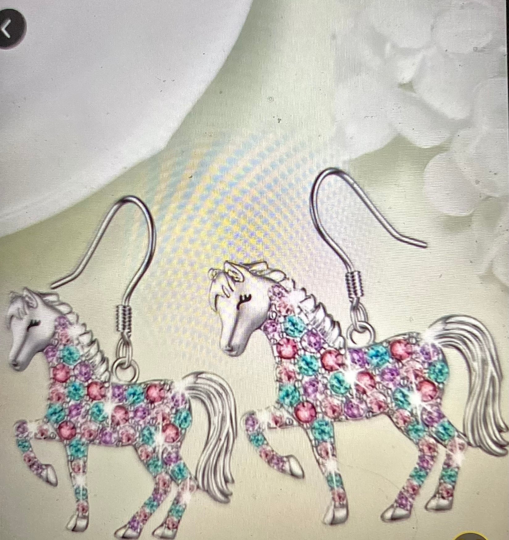 Earrings horse with multicolored stones