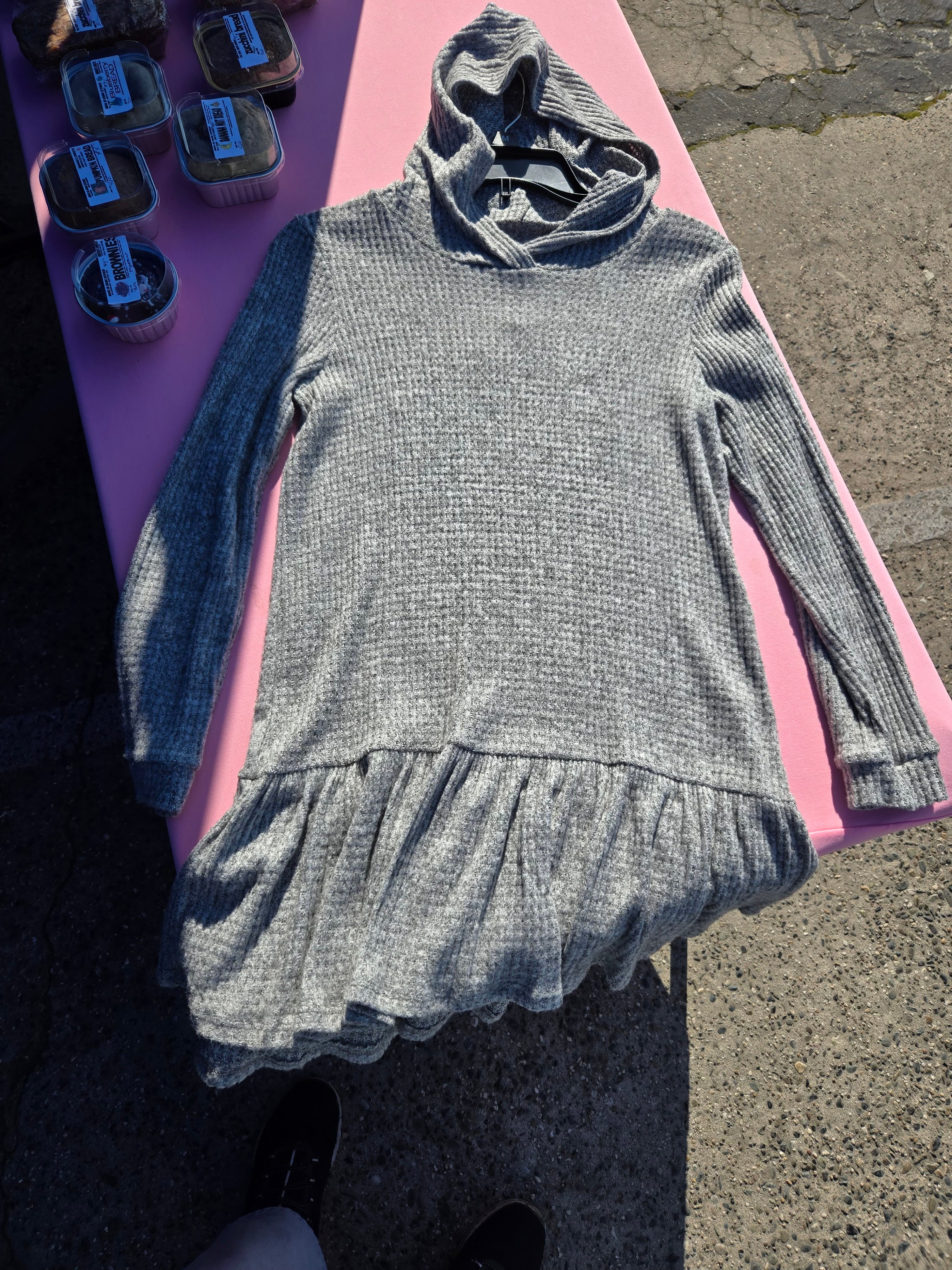 Women’s Long Sleeve Top with Hoodie & Pleated Bottom Sizes S,M,L