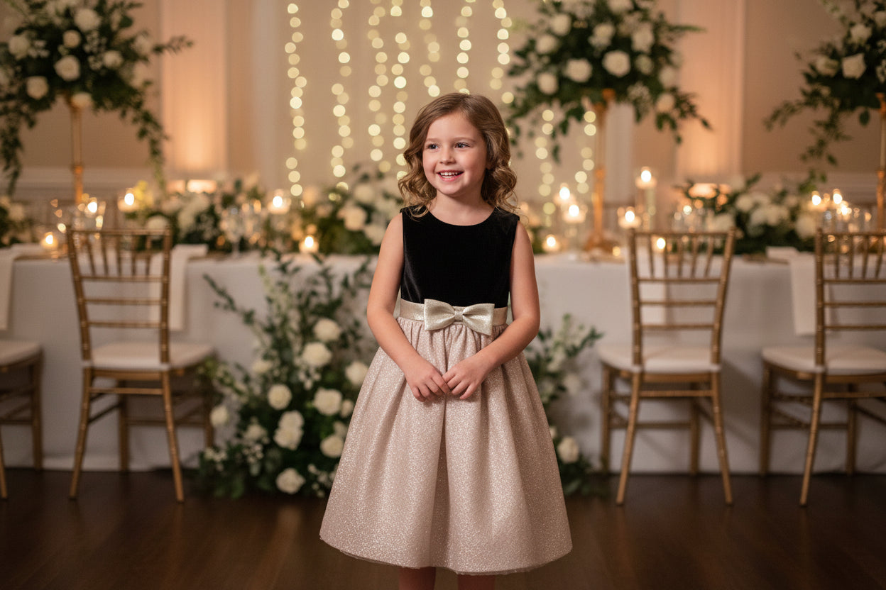 Youngland Little Girls Black & Gold Princess Dress Sizes 5 & 6X