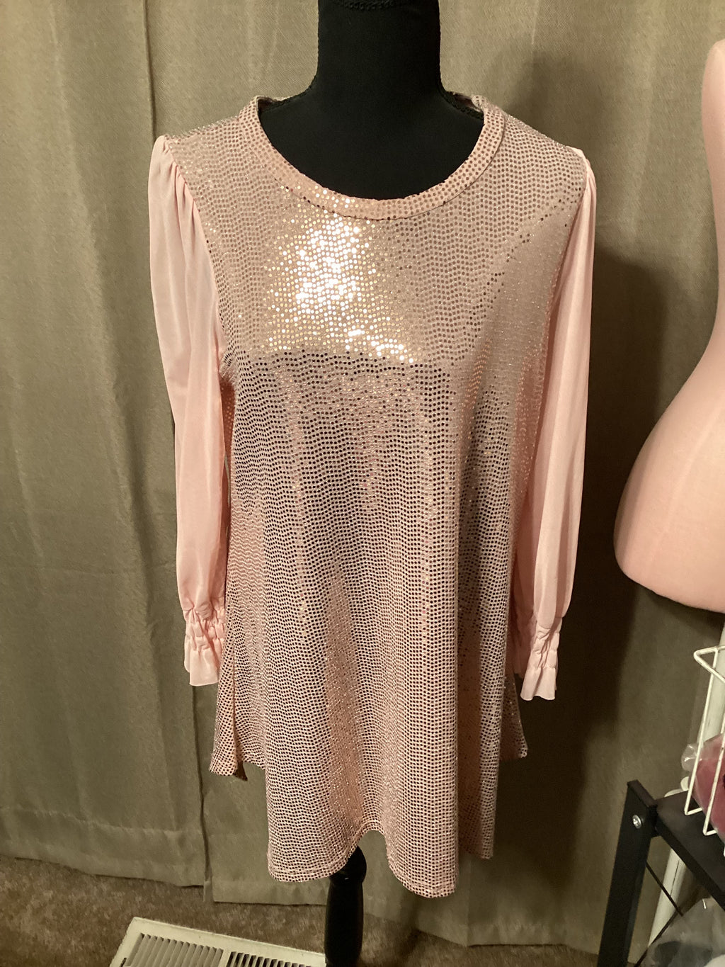 Origami Pink Sequins Top Size Small