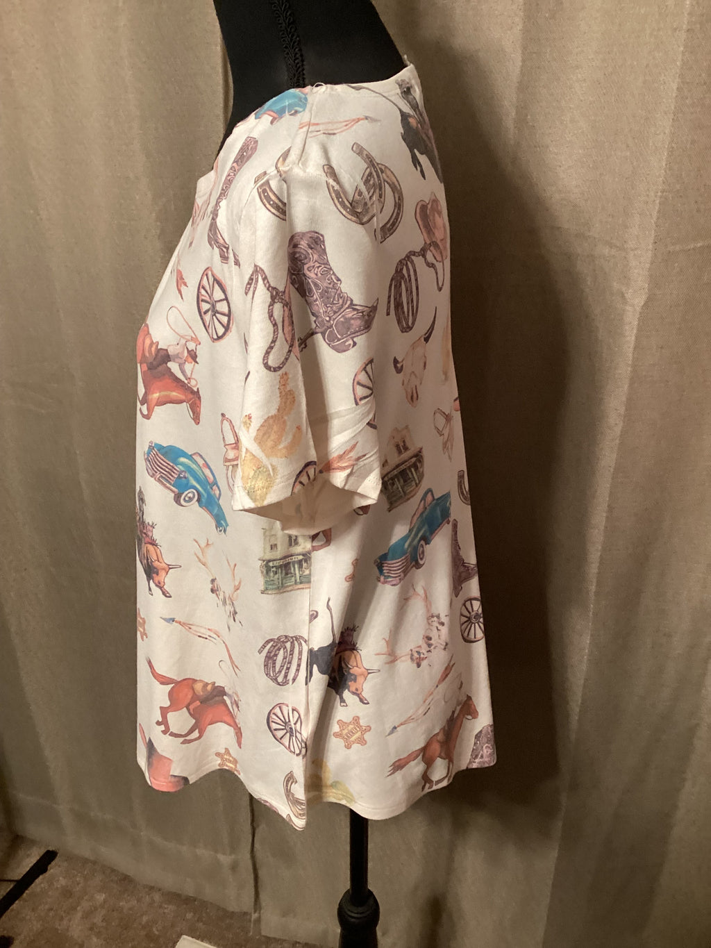 Origami Western Print Blouse Size Small