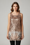 Origami Gold Sequin Tank Top Size Small