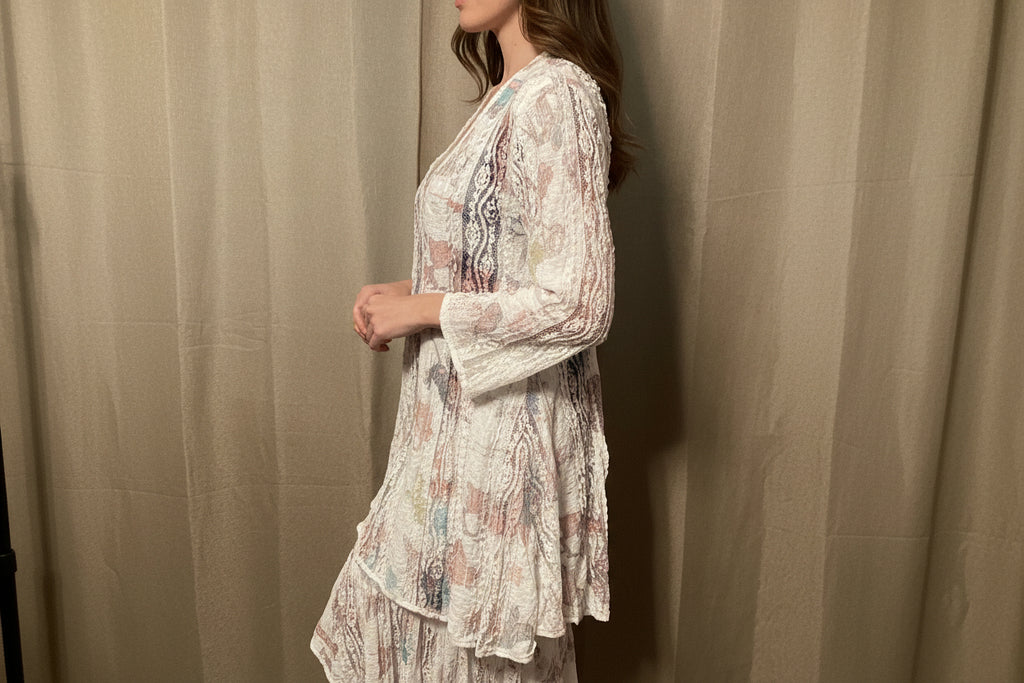 Origami Western Print Cardigan with Front Tie Size Small