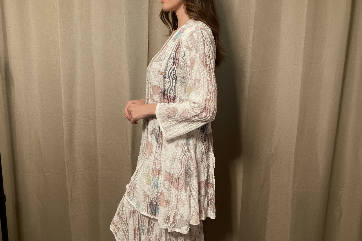 Origami Western Print Cardigan with Front Tie Size Small