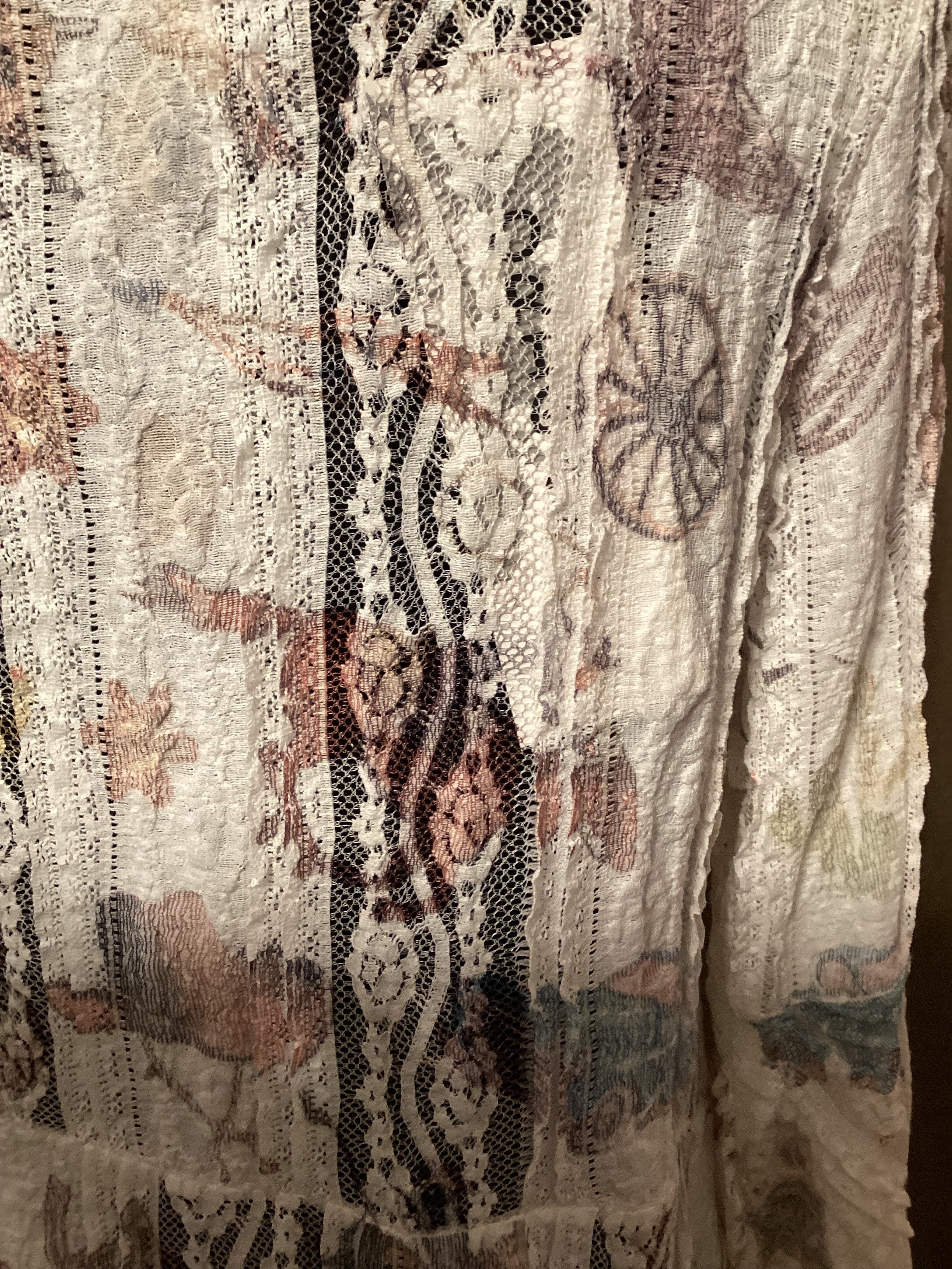 Origami Western Print Cardigan with Front Tie Size Small