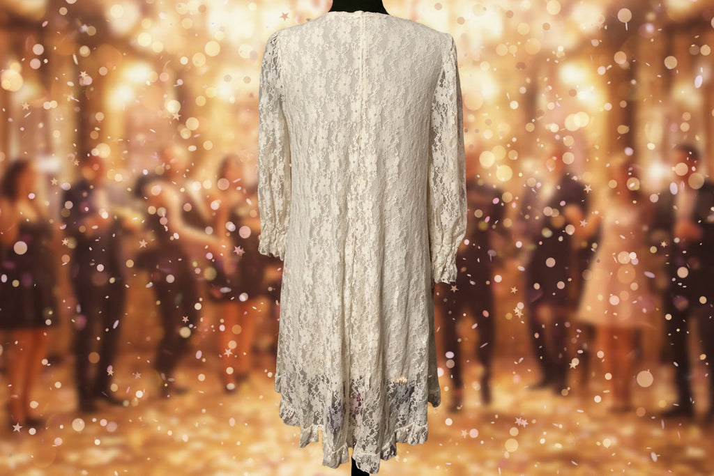 Origami White Dres with Flowers on the Front Only Size Small