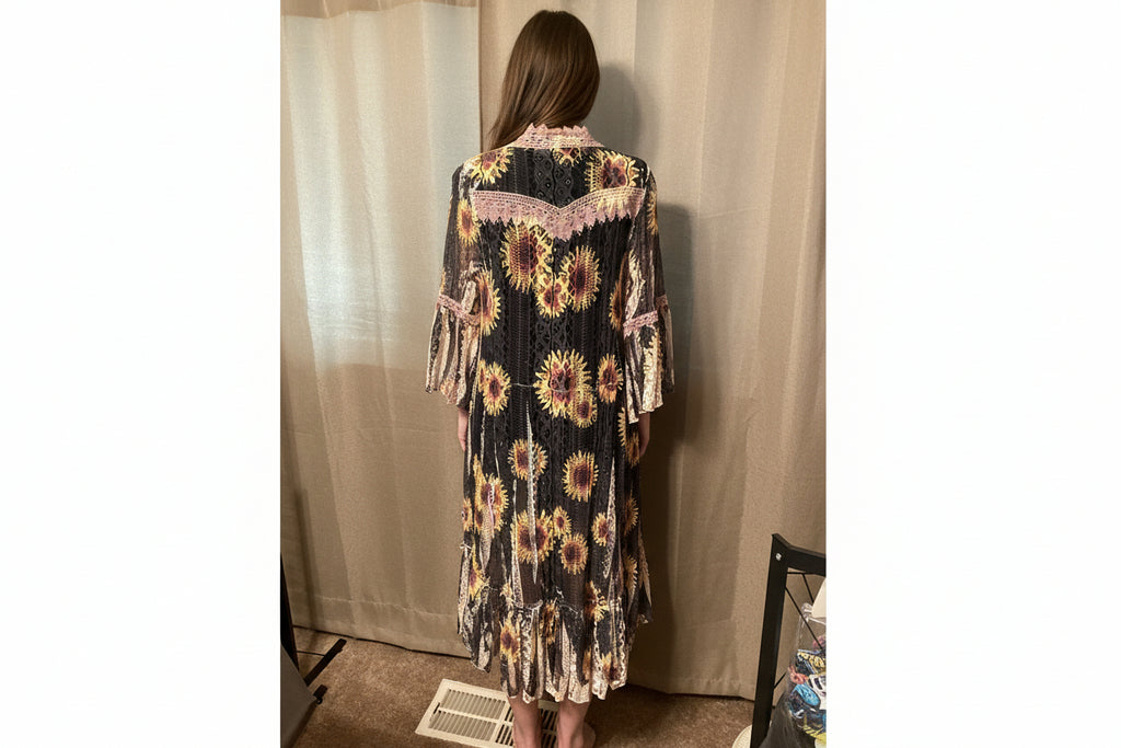 Origami Hi-Lo Sunflower Cardigan Size Small