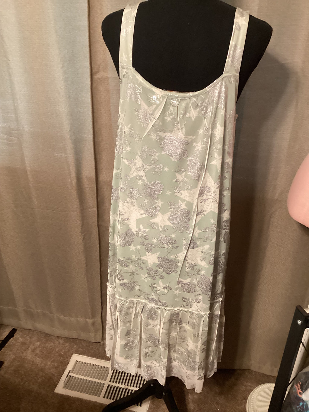 Origami Green Star Tank Dress Size Small Will Fit Up To Medium