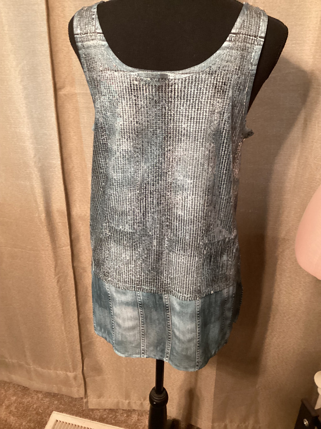 Origami Blue Shimmer Tank Top Size Small