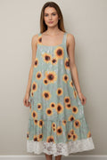 Origami Sunflower Tank Midi Dress Size Small