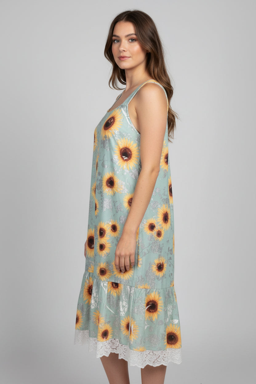 Origami Sunflower Tank Midi Dress Size Small