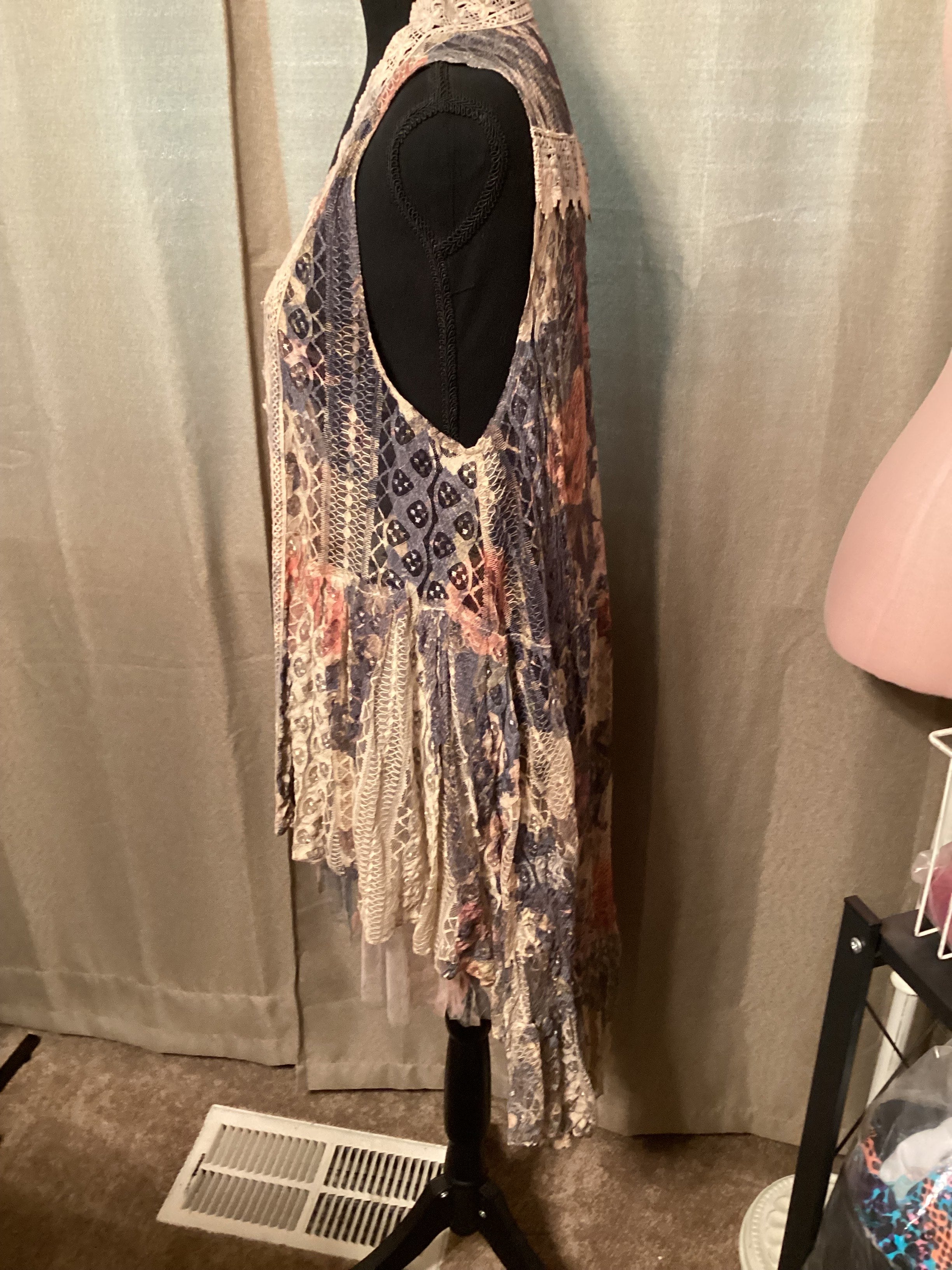 Origami Multicolored Floral Vest Carigan Size Small