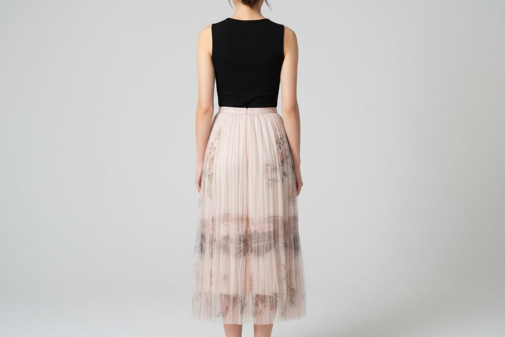 Origami Floral Pleated Skirt Size Small