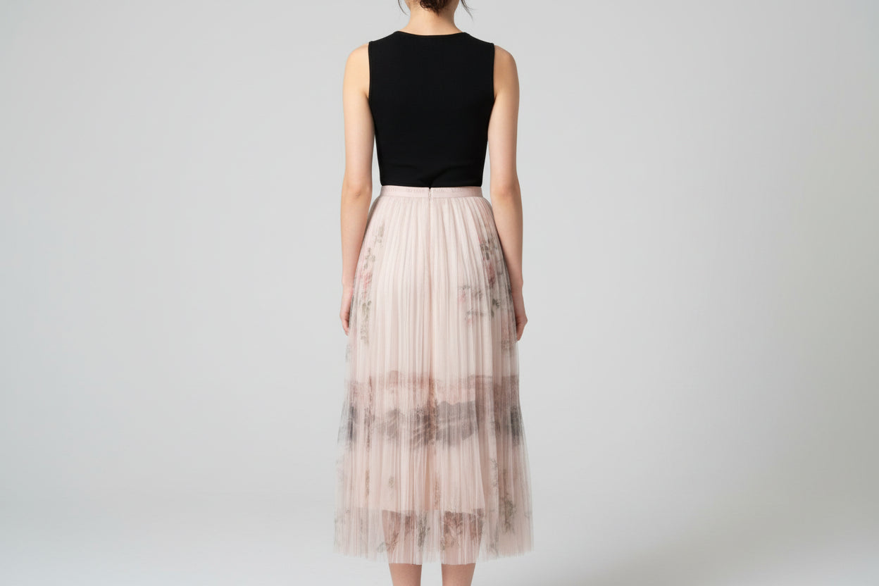 Origami Floral Pleated Skirt Size Small