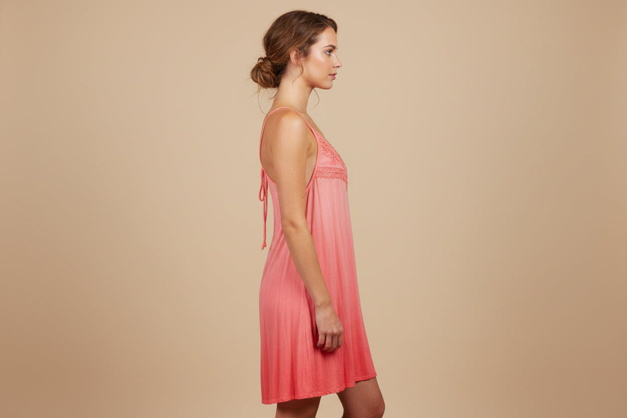 India Boutique Coral Dress with Open Back Size Fits up to Large