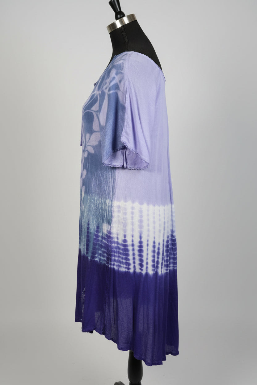 India Boutique Purple & blue Short Sleeve Dress One Size Fit up to 1X