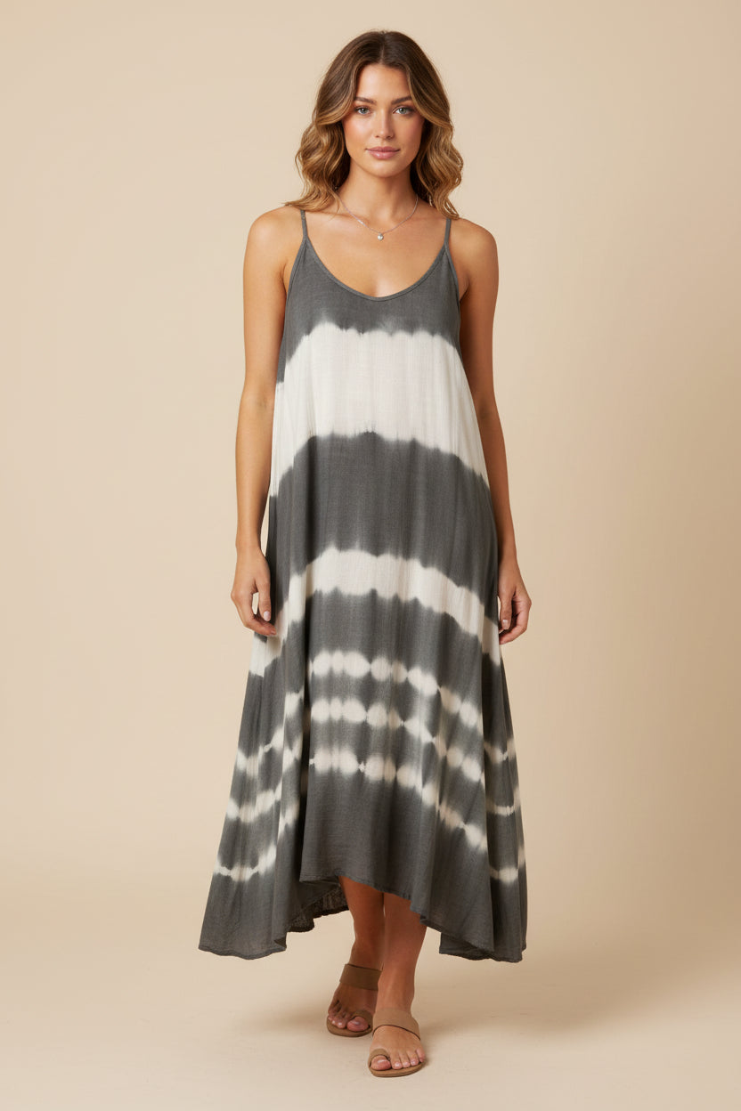 Umgee Grey & White Tie Dye Spaghetti Strap Dress Size XL